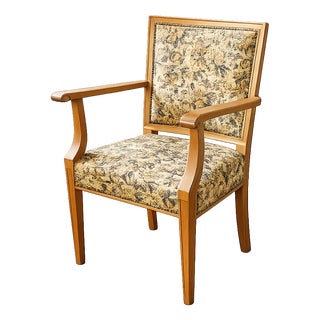 Vintage Salon Lounge Chair with Floral Tapestry Upholstery, 1940s For Sale