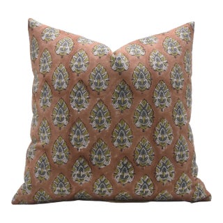 Fabdivine Handcrafted Block Print Cushion Cover 14x36 Inch Duck Canvas- Betal Leaf For Sale