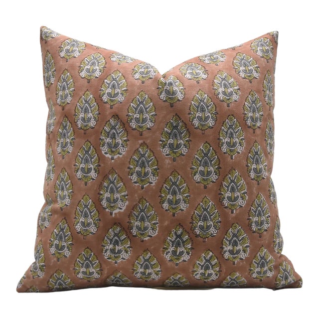 Fabdivine Handcrafted Block Print Cushion Cover 14x36 Inch Duck Canvas- Betal Leaf For Sale