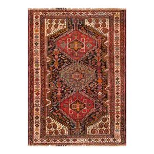 1950s Qashgaie Wool Area Rug, 4' 4" X 6' 9", Navy