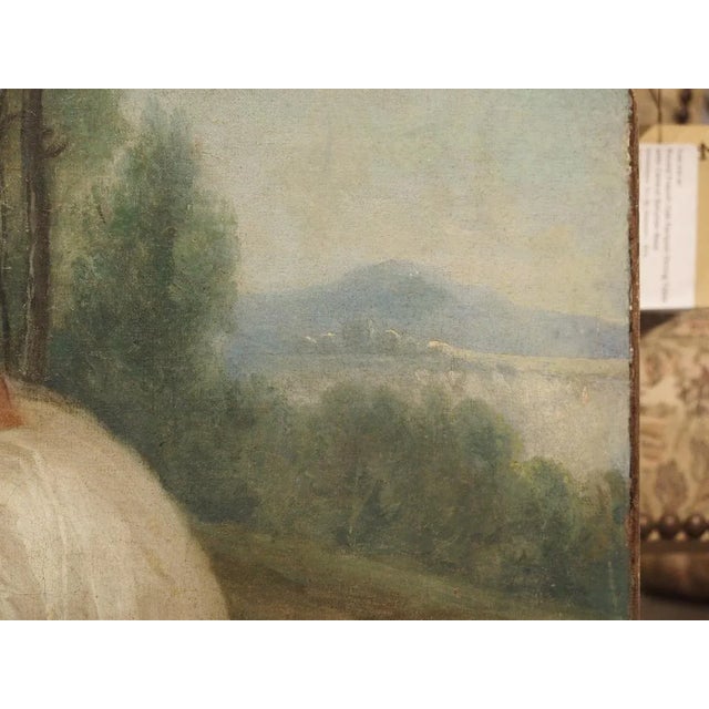 Wood 18th Century French Genre Scene Overdoor Painting, Circa 1770 For Sale - Image 7 of 13