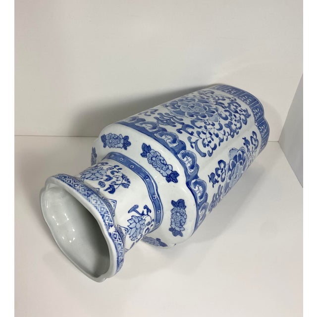 1970s Blue & White Chinese Umbrella Stand Chairish