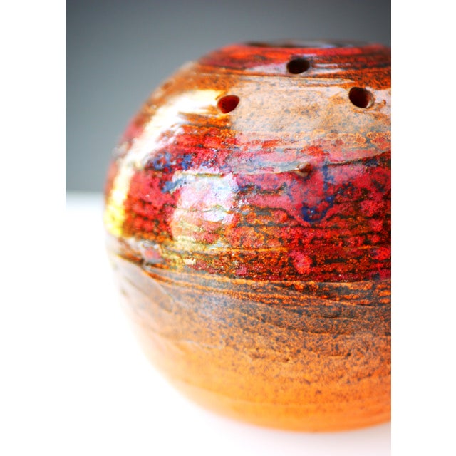 An extraordinary, bold and very rare vintage art ceramic vase from Tilgmans, Sweden. This vase is out of the ordinary the...