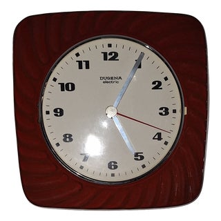 Vintage Wall Clock with Red Ceramic Case by Dugena, 1970s For Sale