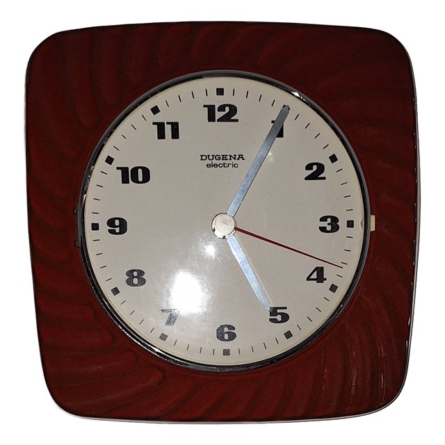 Vintage Wall Clock with Red Ceramic Case by Dugena, 1970s For Sale