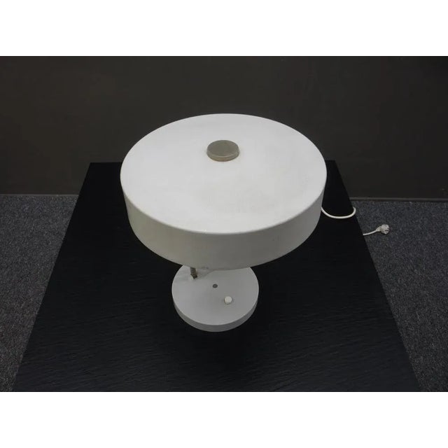 Very nice Kaiser table lamp in the unrestored original condition. Color light gray. Fully functional. Lampshade has clear...