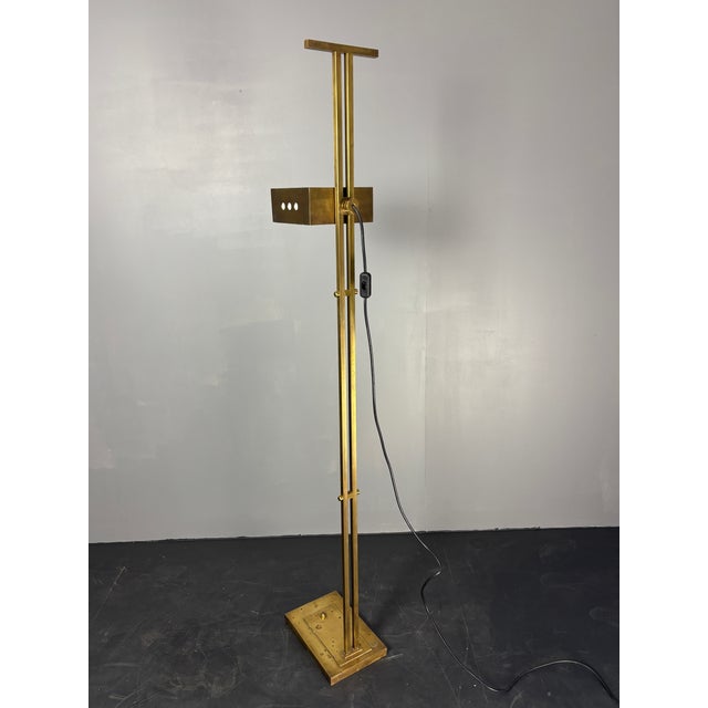Art Deco Bauhaus Brass Adjustable Floor Lamp in the style of Marcel Breuer, 1980s For Sale - Image 15 of 18