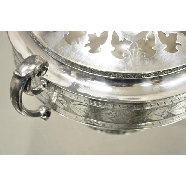 Antique Wallace Bros & Co. Victorian Silver Plated Reticulated Lid Butter Dish For Sale - Image 11 of 12