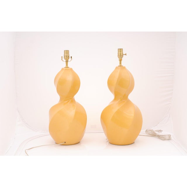 Beautiful Yellow Crackle Ceramic Double Gourds, Circa 1970s For Sale In Atlanta - Image 6 of 11