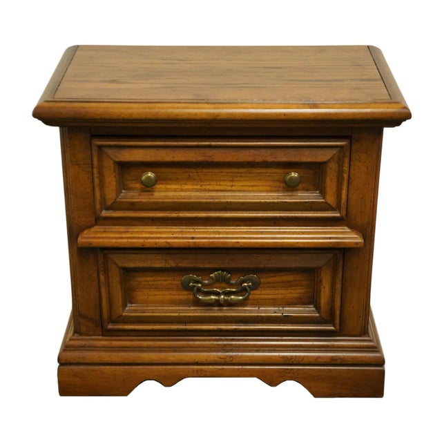 Rustic European High End Vintage Rustic European Style 26" Two Drawer Nightstand For Sale - Image 3 of 12