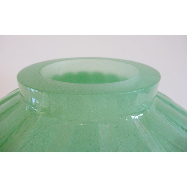 Daum France Crystal "Pate De Crystal," Celadon Green Geometric Raised Relief "Rhythmns," Vase/Vessel For Sale - Image 11 of 18