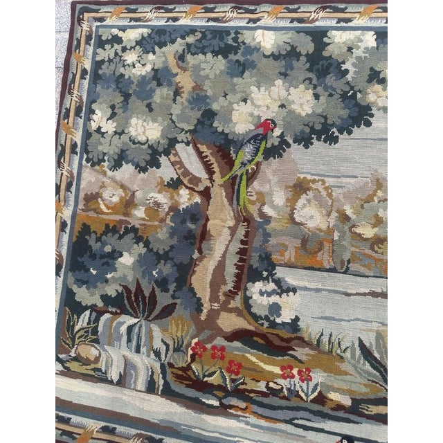 Vintage French Needlepoint Tapestry with Landscape Motif in the style of Aubusson, 1960s For Sale - Image 3 of 18