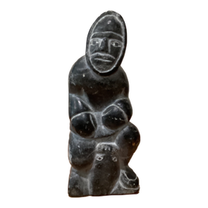 Mid 20th Century Vintage Carved Soapstone Large Eskimo Inuit Hunter Seal Sculpture Numbered Signed