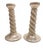 For your consideration is a unique vintage pair of ceramic spiral-twist candlesticks designed by Maynard Anthony Freeman...