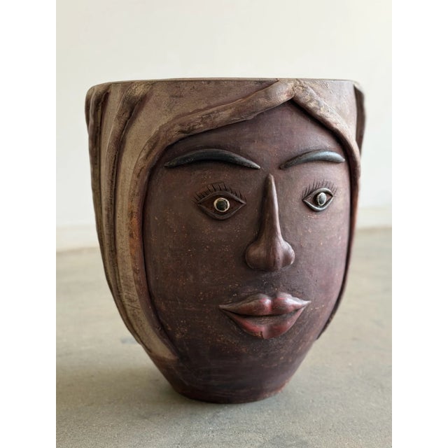 Mexican Vintage Mexican Terracotta Face Planter For Sale - Image 3 of 15