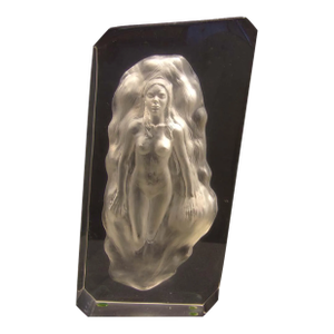 David Parvin"Emergence"Yellow Clear Lucite Acrylic Sculpture Woman Hand Signed