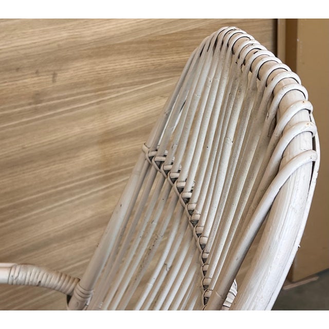 White Midcentury White Bamboo Rocking Chairs in the Style of Franco Albini, Italy For Sale - Image 8 of 18