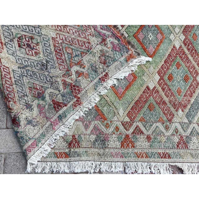 1960s Scandinavian Decor Handmade Vintage Kilim Rug - 81"x112" For Sale - Image 9 of 9