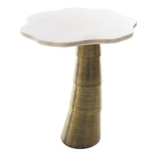 Palm Side Table in Estremoz Marble and Brass by InsidherLand For Sale