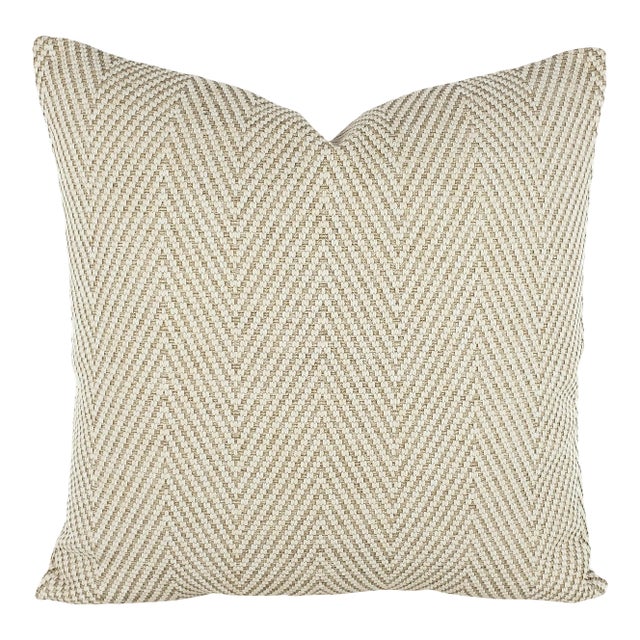 Kravet Bow Herringbone in Sand Pillow Cover For Sale