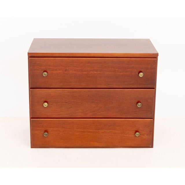 Late 20th Century Pair of Modern Cherry-Stained Wood Chests of Drawers For Sale - Image 5 of 9
