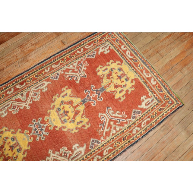 Antique Zabihi Collection Oushak Small Runner - 3'1" x 6'4" For Sale - Image 9 of 9