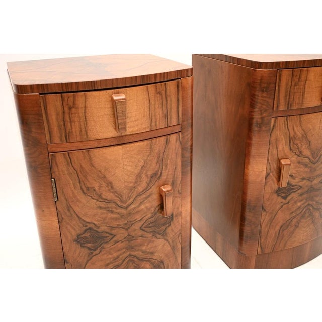 Brown Art Deco Walnut Bedside Tables, 1930, Set of 2 For Sale - Image 8 of 11