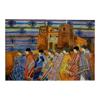 Amado Pena "Domingo en Nambe" Hand Signed Fine Art Print For Sale