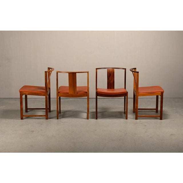 Set of four Steen Eiler Rasmussen Model 700 dining chairs for Søborg Møbelfabrik, 1960s. This is a rare set of very...