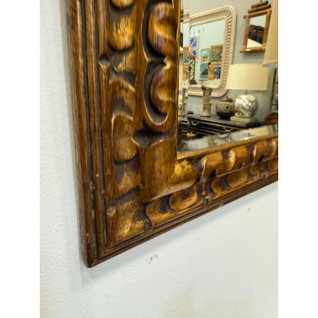 Mid 20th Century Small Vintage Carved Gilded Wood Mirror For Sale - Image 5 of 7