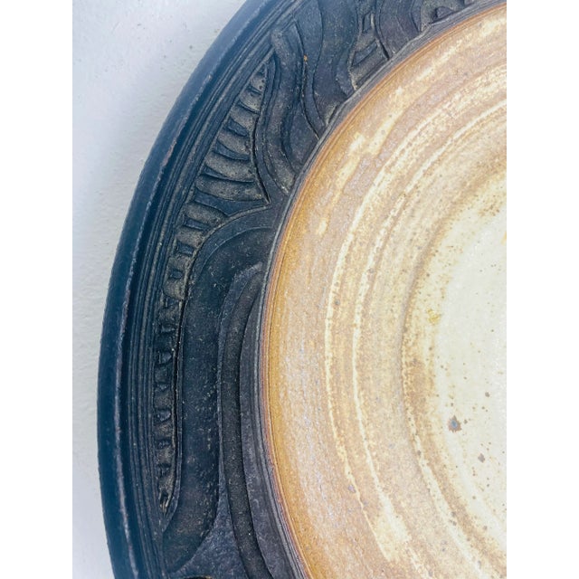 1970s Mid Century Vintage Studio Pottery Large Decorator Charger For Sale - Image 5 of 8