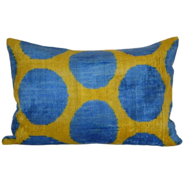 Contemporary Silk Uzbek Ikat Velvet Hand Made Pillow Cushion For Sale - Image 3 of 3