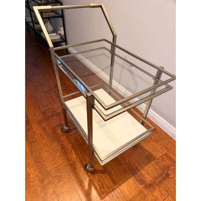 Crate & Barrel Renee Bar Cart For Sale - Image 9 of 13