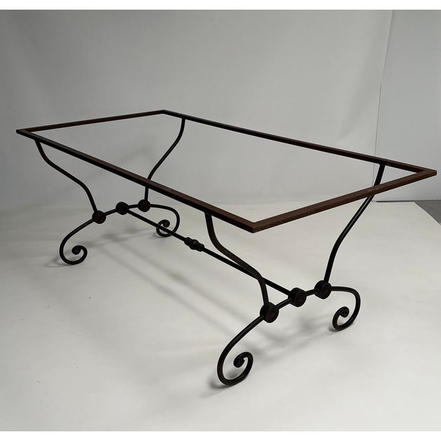 French Dining Table With Scrolled Steel Base For Sale - Image 9 of 16