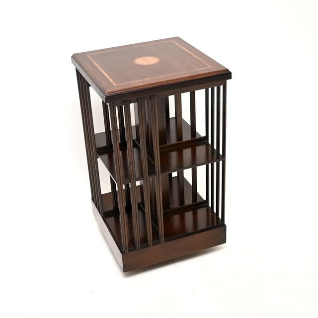 Brown Antique Sheraton Style Revolving Bookcase, 1930s For Sale - Image 8 of 8