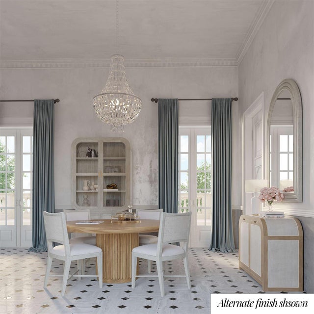 Mid-Century Modern 60" Round Ribbed Pedestal Dining Table - Antique French Finish For Sale - Image 3 of 8