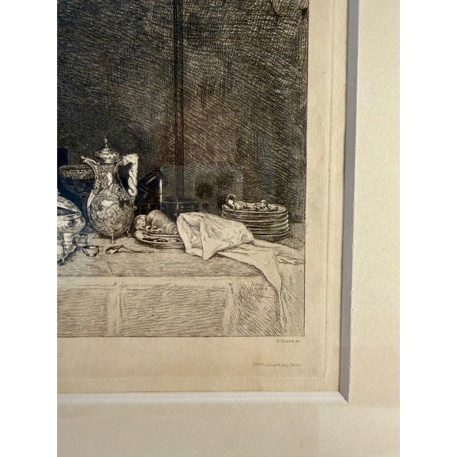 French Antique, French Lithograph, Dessert Table, Framed Late 1800s For Sale - Image 3 of 7