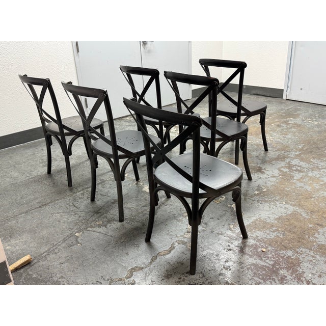 2010s Restoration Hardware Metal Madeleine Side Chairs, Set of Six For Sale - Image 5 of 12