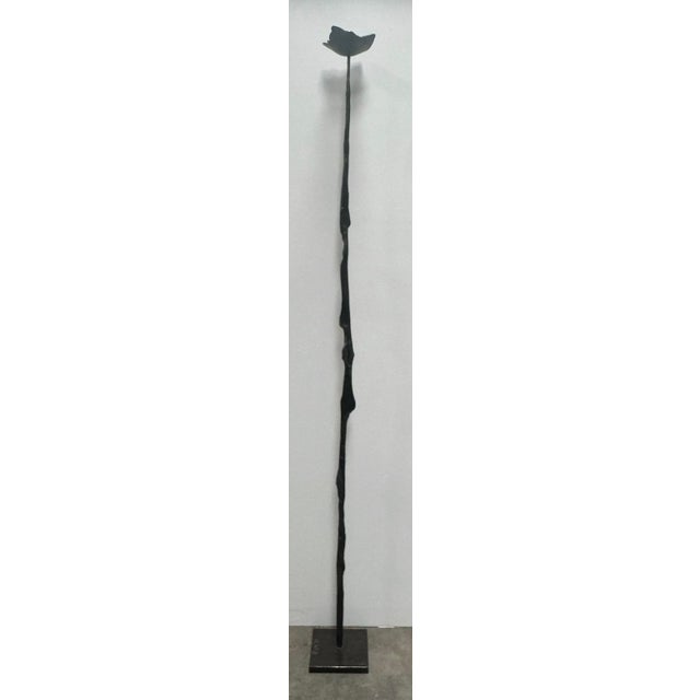 French Iron Hand Forged Candle Stick From 1960's For Sale - Image 4 of 12