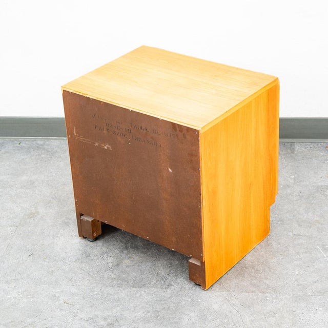 Tan Mid Century Modern Nightstands Doors End Side Tables Blonde Canadian MCM Two 2 For Sale - Image 8 of 12