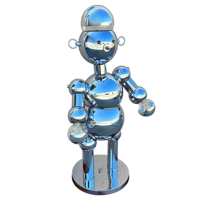 Postmodern 1975 Post-Modern Chrome Bubble Ball Robot Table Lamp by Torino Lamps For Sale - Image 3 of 12