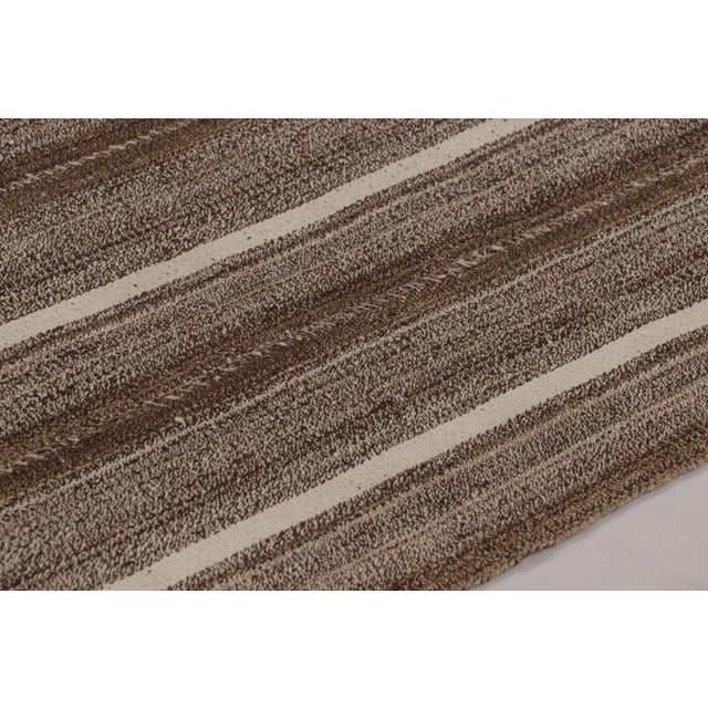 Traditional Vintage Persian Kilim in Beige and Brown Stripes - Rug & Kilim For Sale - Image 3 of 10
