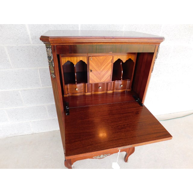 Antique French Louis XV Marquetry Secretary Desk For Sale - Image 11 of 18