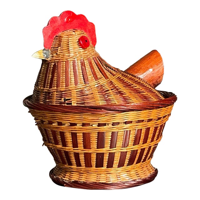Vintage Boho Shanghai Weave Chicken Basket For Sale