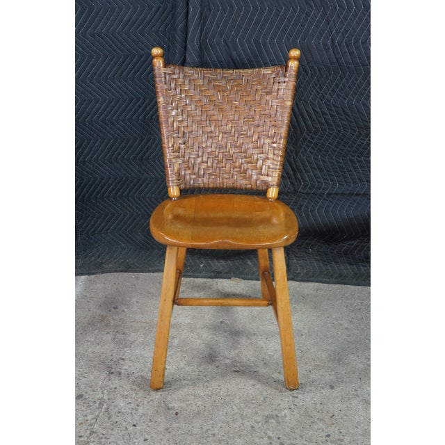 1930s 4 Vintage Old Hickory Arts & Crafts Rustic Oak Herringbone Dining Side Chairs For Sale - Image 5 of 18