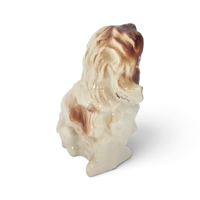 Glass Late 19th Century English Staffordshire Glass-Eyed Spaniel Mantel Dog For Sale - Image 7 of 13