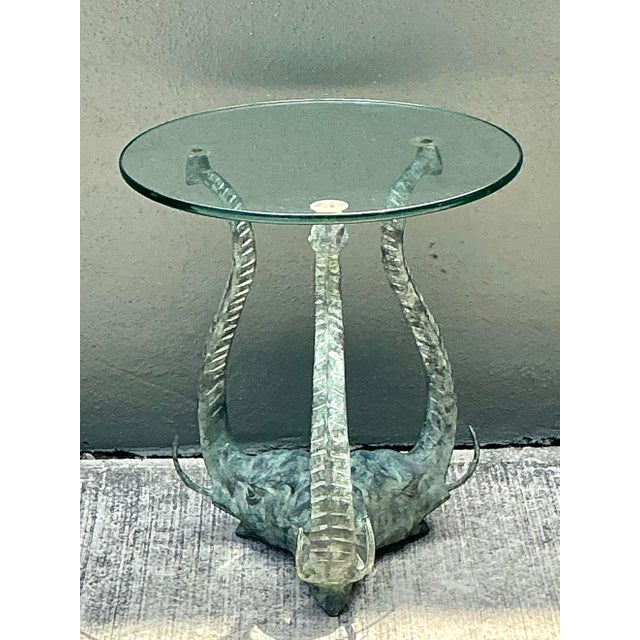 Vintage Verdigris Elephants Side Table For Sale - Image 11 of 12