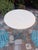 Vintage Turquoise Iron Garden Bistro Set With Floral Mosaic Folding Chairs For Sale - Image 10 of 12