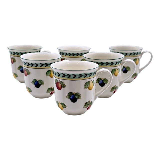 Villeroy & Boch French Garden Fleurence Coffee Mug Set of 6 – Fruit Porcelain Cups Euc For Sale