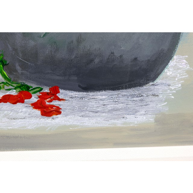 Contemporary David Najar Flower Base Signed Contemporary Unique Oil Painting Canvas Framed For Sale - Image 3 of 11